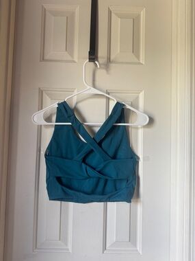 Teal Cross-Back Sports Bra